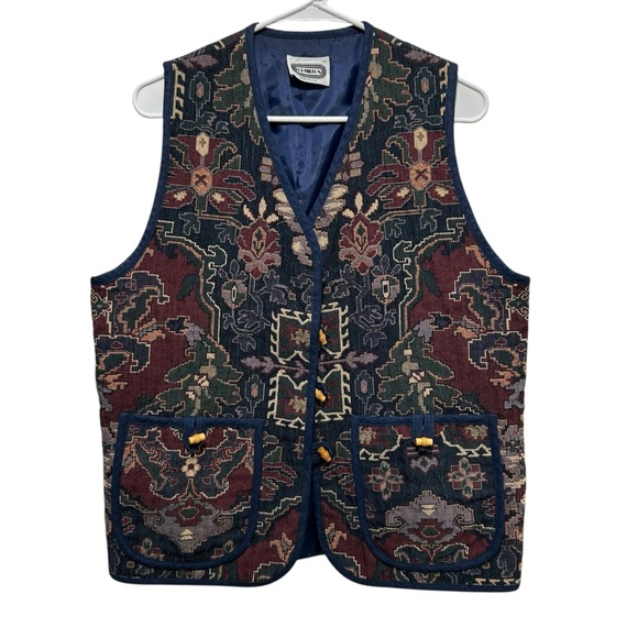 Vintage Hamilton Tapestry Vest Women's Cowboys Mountain Cabin Size Large - Picture 1 of 7